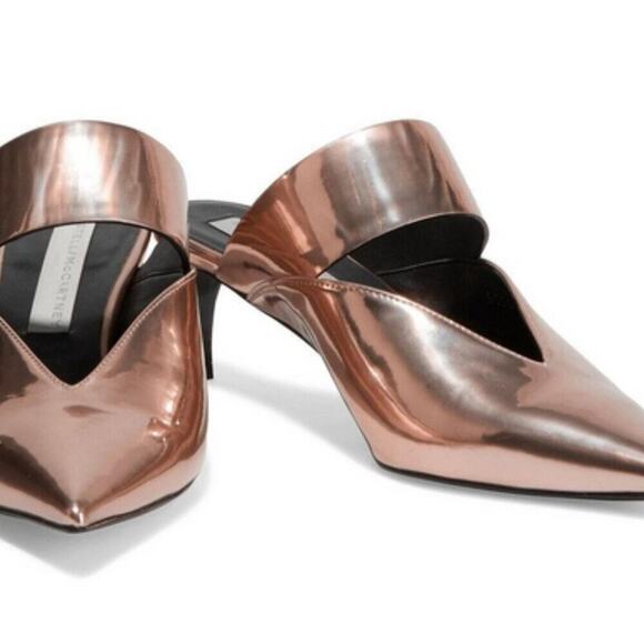 Stella McCartney Cutout faux mirrored mules Rose Gold size 5 - Picture 12 of 12